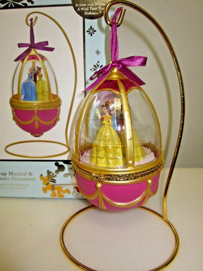 Brand New In Box Disney Sketchbook Wind-Up Musical Princess Ornament Egg Belle