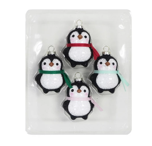 4ct Glass Ornament Set Penguins - Wondershop