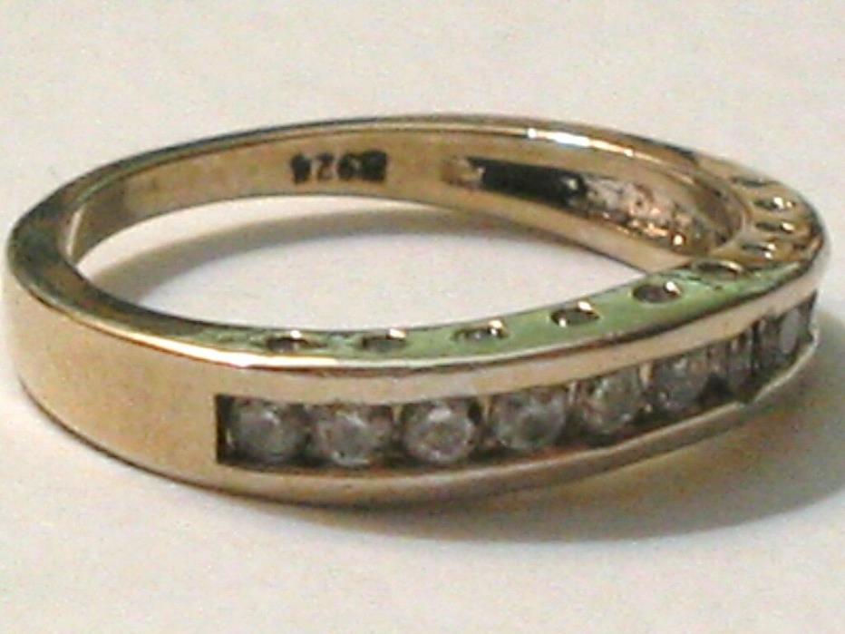 Vintage 1/2 Eterning Sterling Gold Tone CZ engagement wedding band ring S7.25