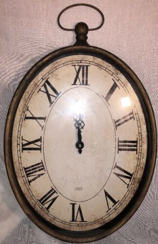Hanging Oval Wall Clock Galerie du Gaston Vintage French Pocket Watch Style 16