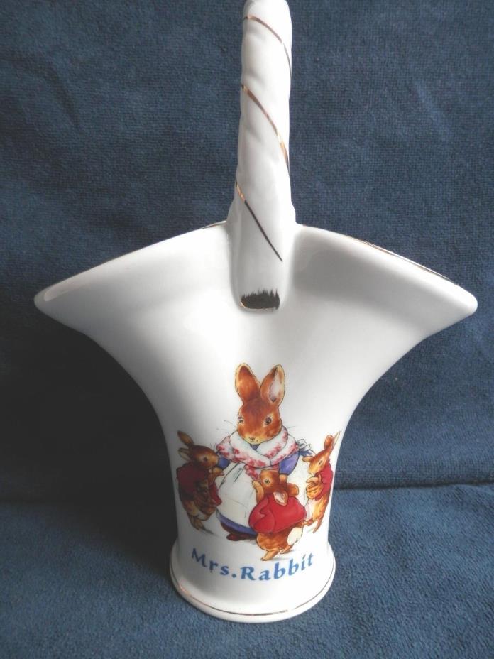 Limited Edition Beatrix Potter white Porcelain Basket with Mrs. Rabbit  2002