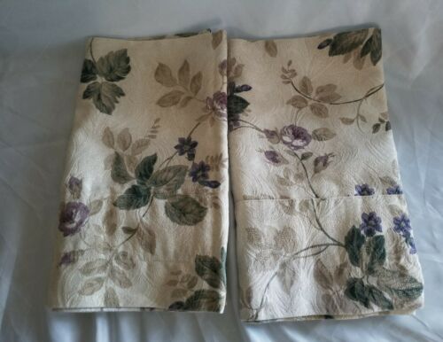 2 PURPLE PLUM LAVENDAR CREAM FLORAL VALANCE