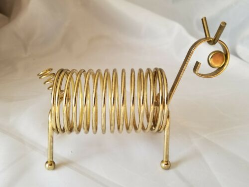 VTG MID CENTURY MODERN BRASS GOLD SPRING LETTER HOLDER ANIMAL DESIGN HORSE