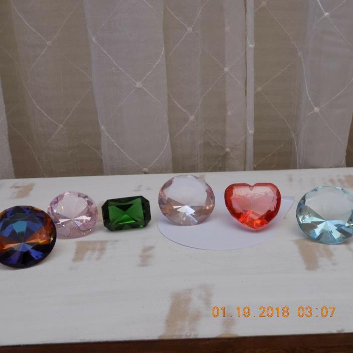 six collectable jewel or jem paper weights or baubles