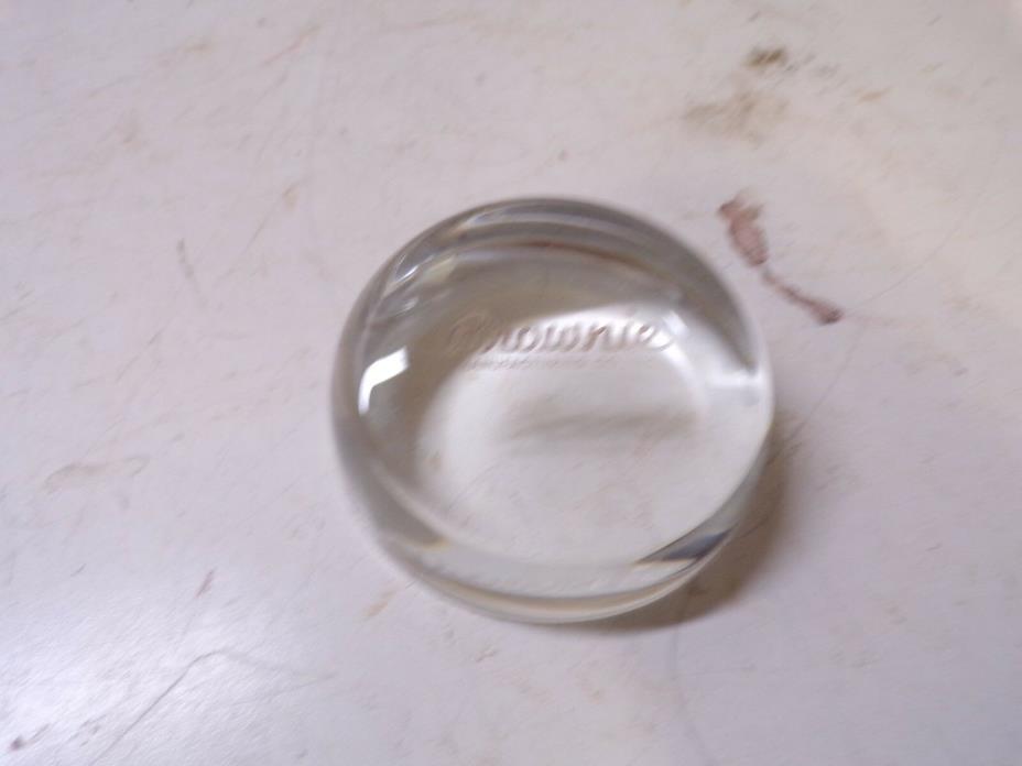 Old Round Dome Glass Paperweight Brownie Manufacturing Co.