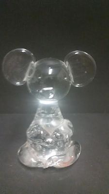 CONTROLLED BUBBLE CLEAR GLASS MOUSE PAPERWEIGHT FIGURINE
