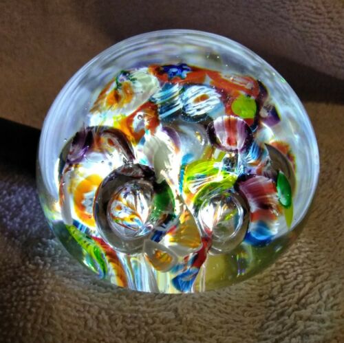 Art Glass Colorful Paperweight 2.91 inches