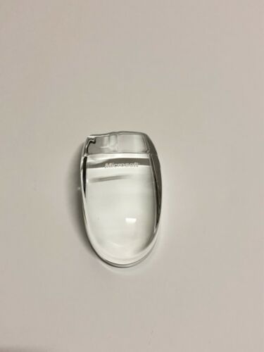 Microsoft Glass Computer Mouse Full Size Paperweight Souvenir Gift Car Clear