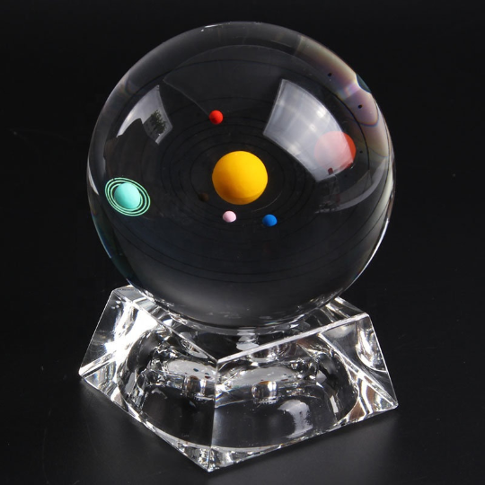 Crystal Solar System Ball 3D Glass Galaxy Miniature Universe Astronomy Planets
