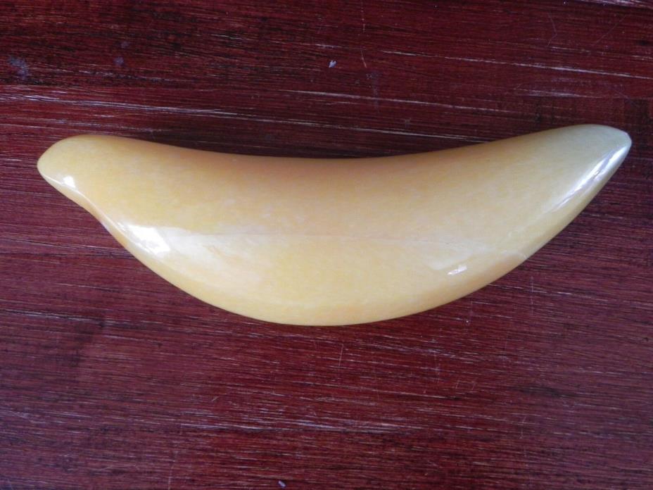 Marble Onyx Stone Carved Yellow Banana Fruit Paperweight Figurine
