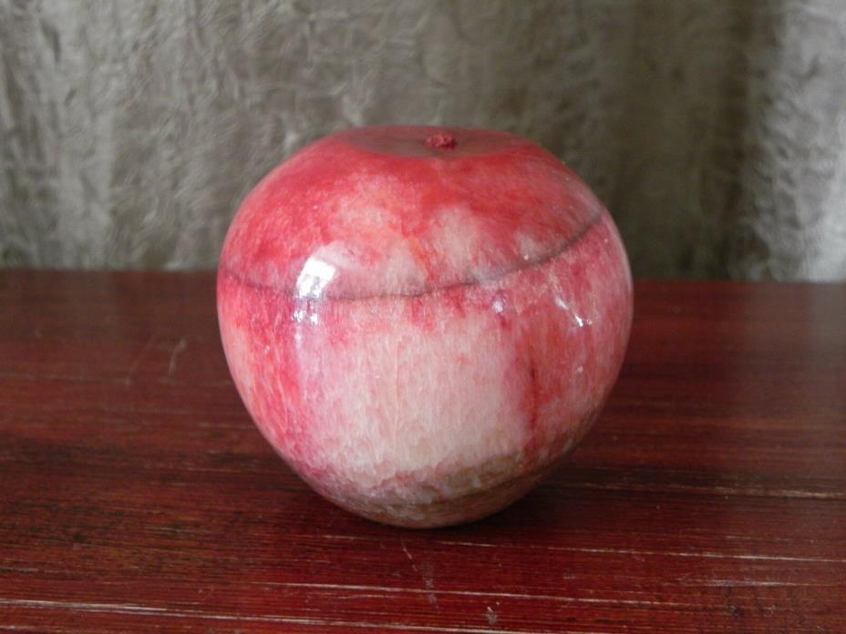 Marble Onyx Stone Carved Red Apple Fruit Paperweight Figurine
