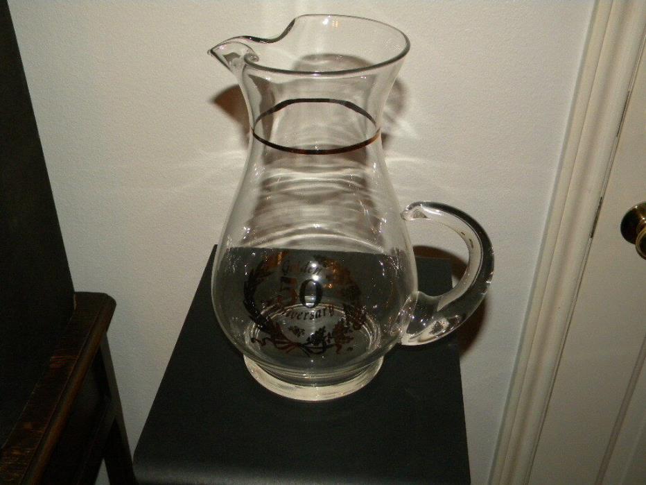 50th Anniversary Couples Glass Pitcher