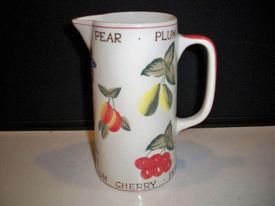 LAURA ASHLEY HAND PAINTED PITCHER YEAR 1993 FRUIT DESIGN 7 3/4 ''