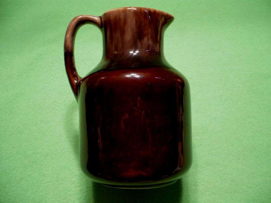 Vintage CANADIAN TUQUE ROUGE brown streak glaze pitcher # 159 St. EMILE QUEBEC