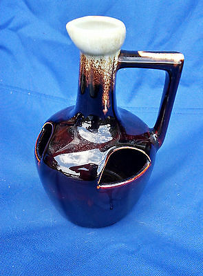 Vintage Brown Drip Handled Pitcher With Holes 8 1/2