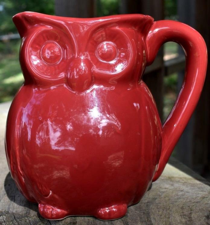 OWL shaped Pitcher brick Red color 5 1/4 inches tall