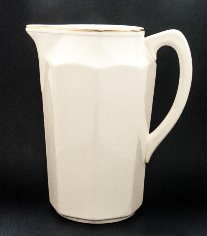 Pitcher Ceramic Vintage White Gold Accent Bern Swiss 10