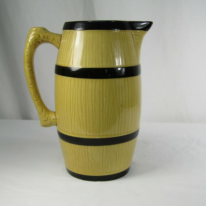 Ceramic Barrel Beer Pitcher Jug Made in Western Germany Man Cave 8.5 Inches