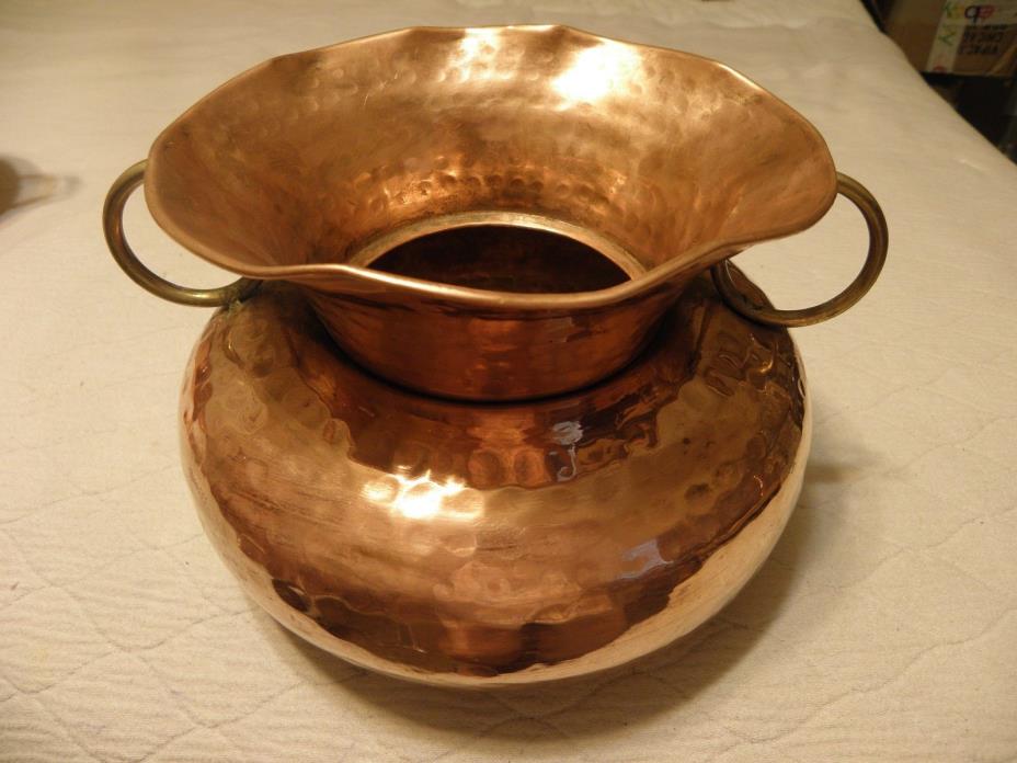 Hammered copper flower pot