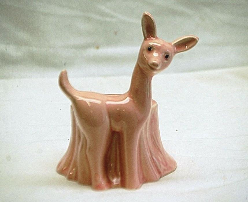 Old Vintage Whimsical Art Fawn Pink Deer Planter Home Garden Decor MCM
