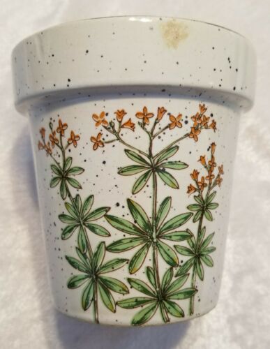 Vintage Flower Pot Planter with Decals Small