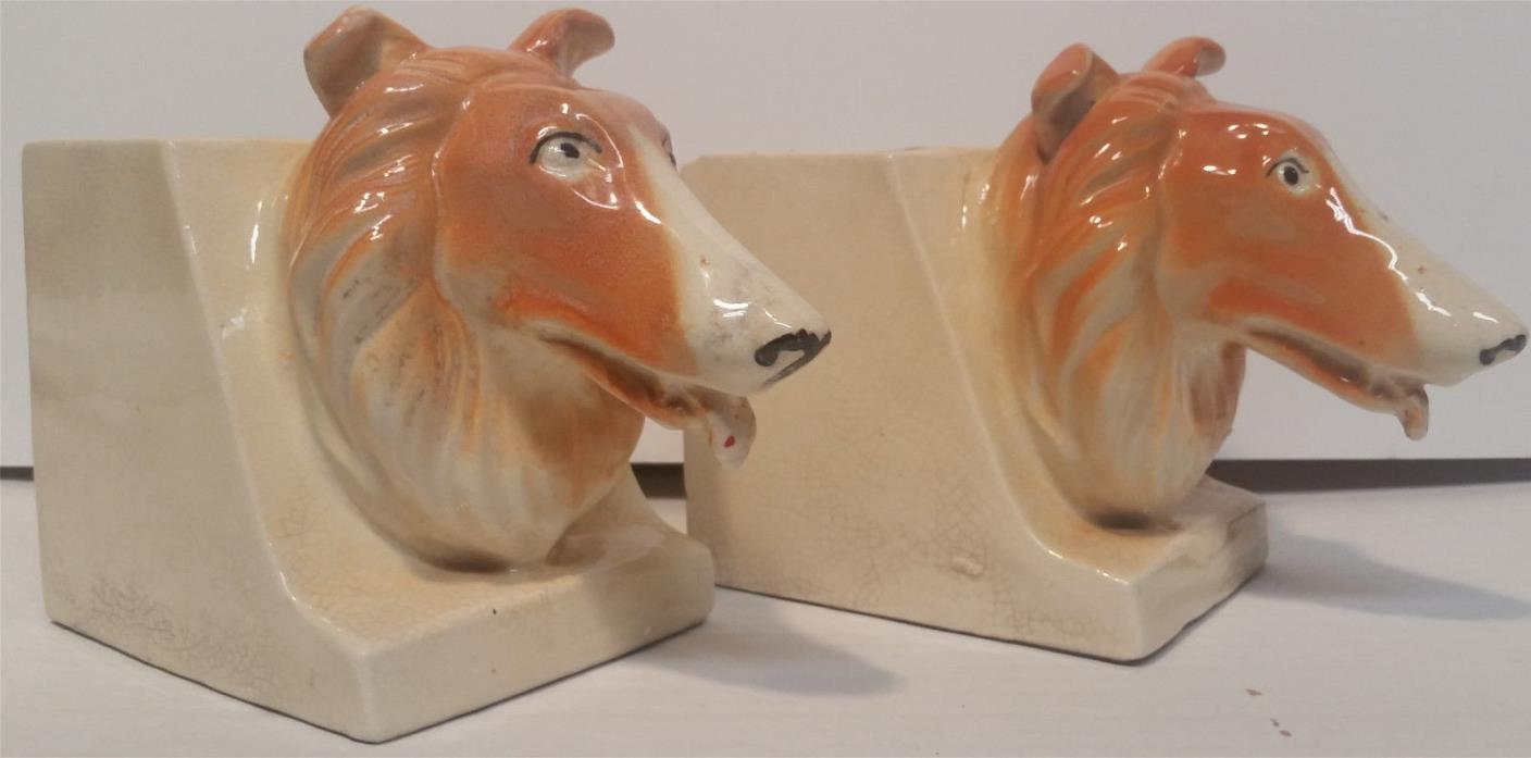 Vintage Made In Japan Planters Collie Dogs Decorative Animal Figurines Ceramic