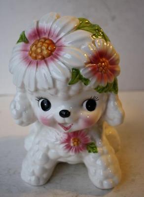 Puppy Dog Figure w-Flowers Relpo Planter Flower Vase Ceramic Hand Painted-CUTE