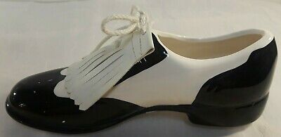 Vintage Enesco Planter Mens Dress Tap Shoe w/ Spat, Magician Theater Saddle Shoe