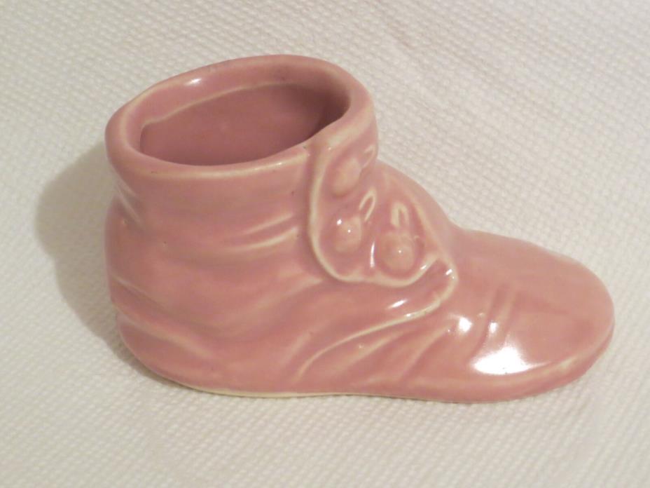 Vintage pottery Baby Boot Bootie Shoe pink planter McCoy? Nursery Decor