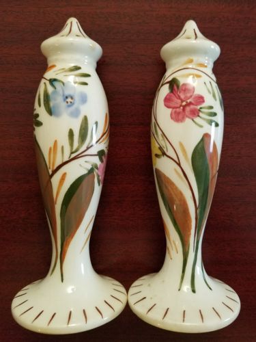 Vintage Salt & Pepper Shakers Porcelain Floral Glazed Finish Decorative Kitchen