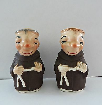 Vintage 50s Friar Tucks Monk Priest Salt & Pepper Shakers Japan RARE!