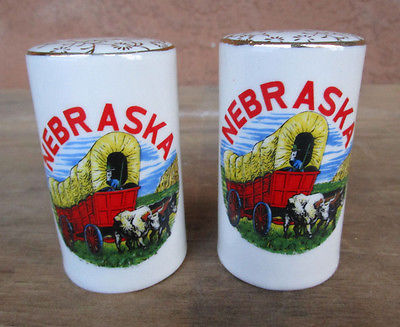 Vintage Nebraska Salt & Pepper Shakers Wagon