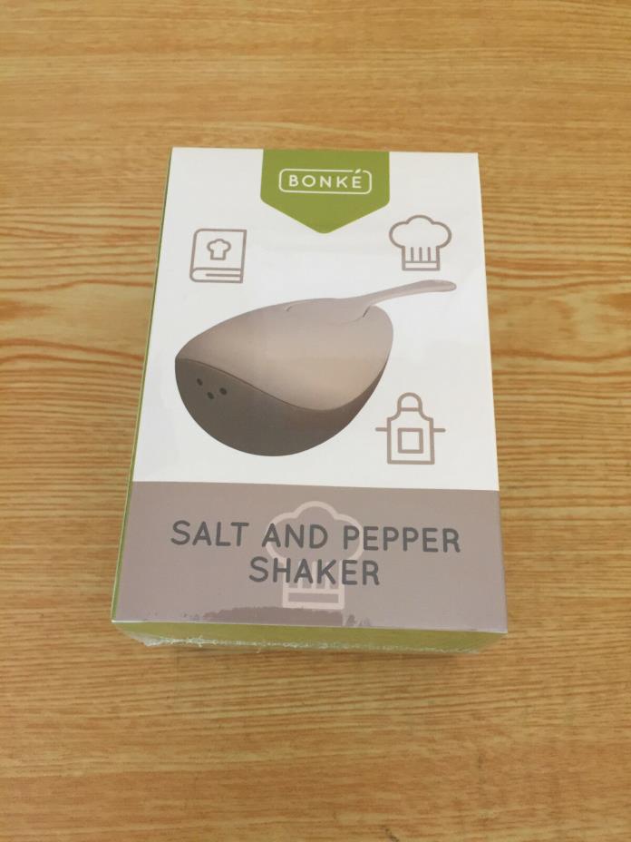 Bonke Salt and Pepper Shaker with Wooden Coaster Smart Kitchen Jar - White