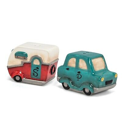 Car and Camper Vacation Time Salt and Pepper Shaker Set Ceramic