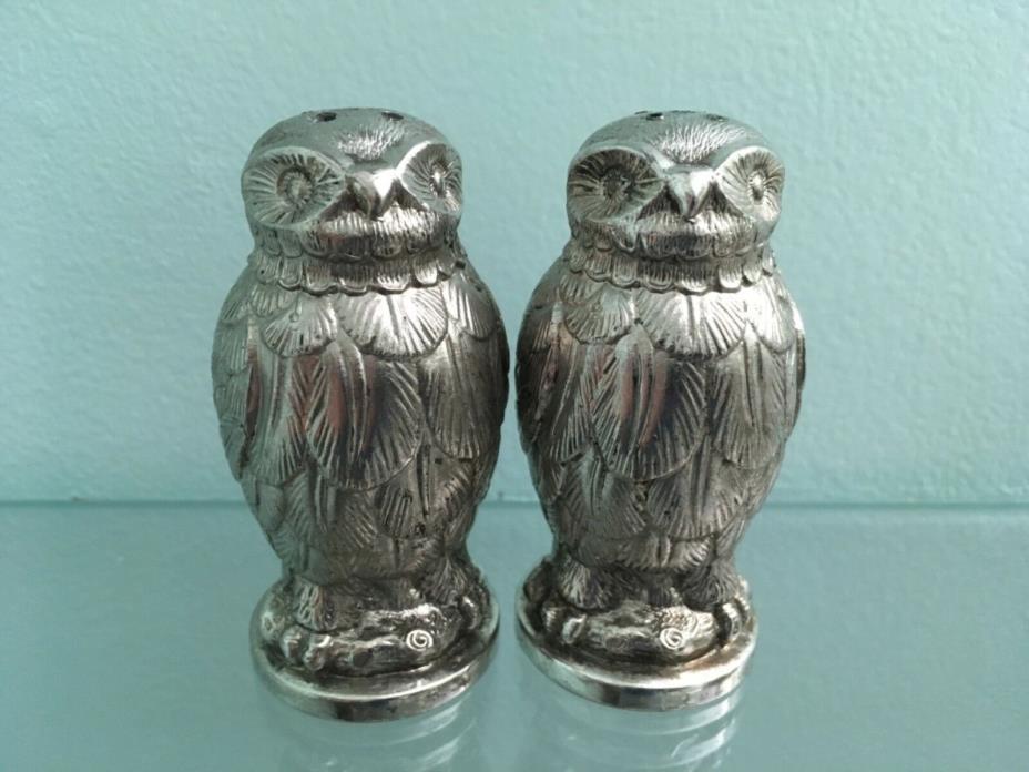 VINTAGE Silver Plated Owl Salt & Pepper Shakers