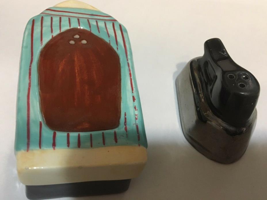Vintage salt & pepper shakers Iron & Ironing Board Hand painted-Pelzman Designs