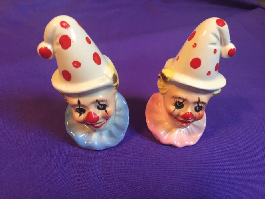 Vintage Clown Heads Salt and Pepper Shakers Made in Japan