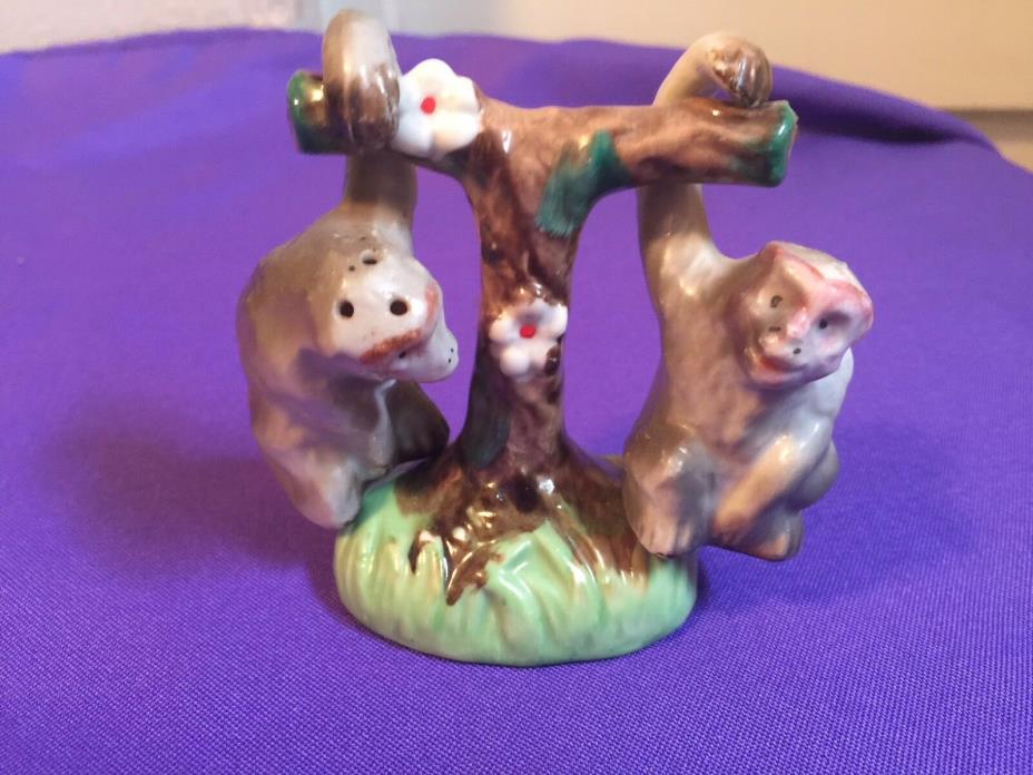 Vintage Monkeys Hanging From Branch Salt and Pepper Shakers