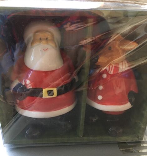 Santa And Reindeet Salt And Pepper Shakers New In Original Packaging
