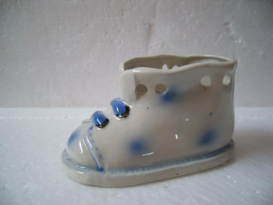 Vintage Blue & White Porcelain Baby Shoe Made in Japan