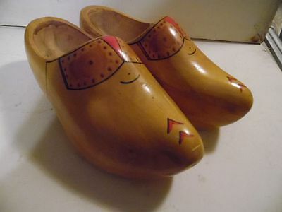 Vintage Wooden Dutch Holland decorative shoes hand Painted 11
