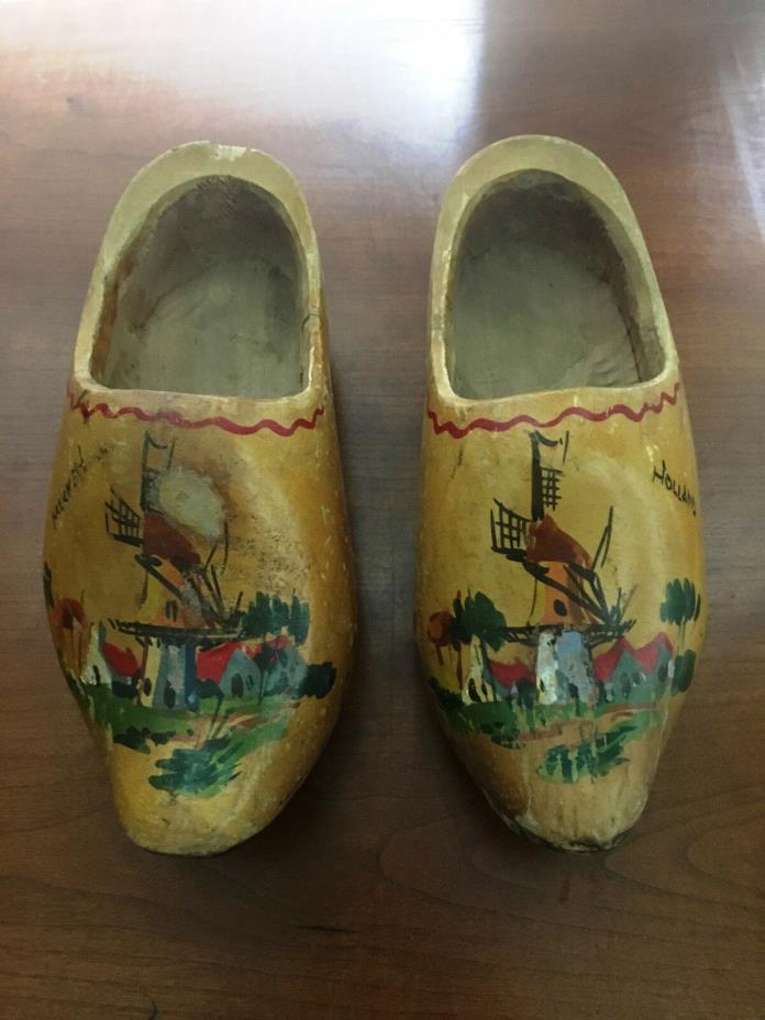 Vintage Girls Authentic Wooden Dutch Clogs Shoes