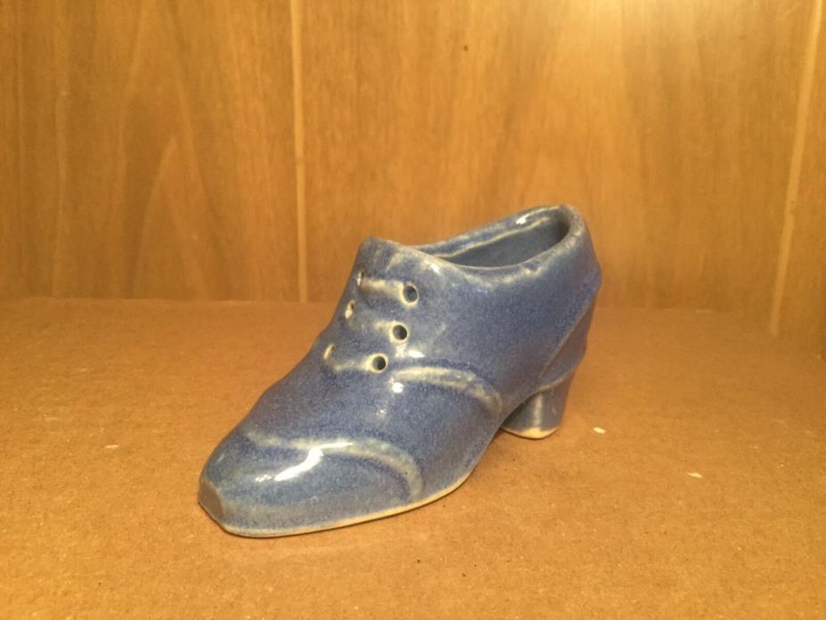 Vintage Blue Shoe Porcelain Figurine