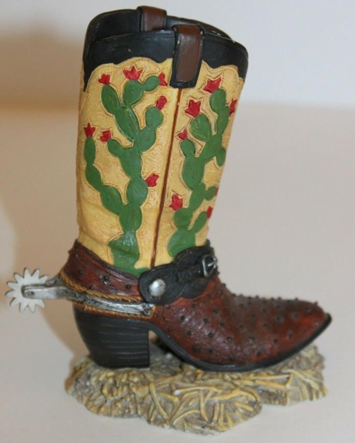 Western Cowboy Boot Figurine Cactus Spinning Spur Boot Box Southwest