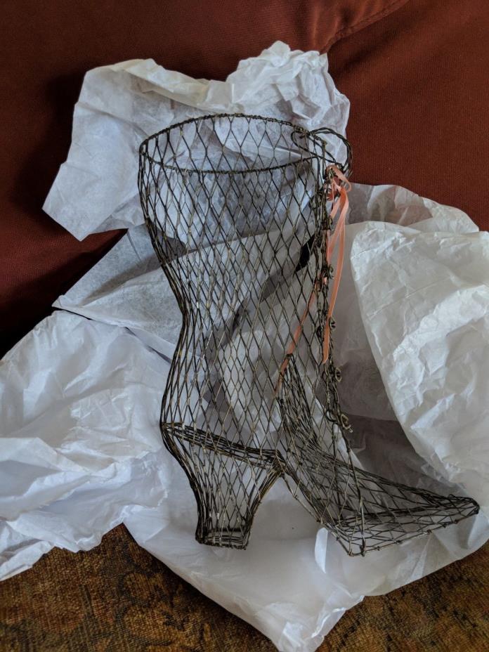 Victorian Ladies Wire Boot Decorative Figurine