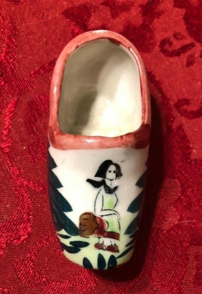 Vintage Japan 1 Dutch Wooden Shoe - Asian Figurine Porcelain Colorful