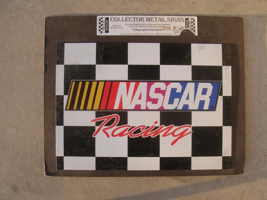 Nascar Racing metal sign,Black & White Checkered Wall Decoration,12 1/2 x 17