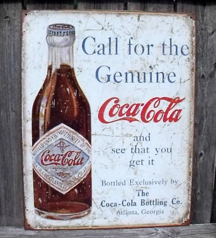 Coca Cola Sign Genuine Bottling Co. Atlanta,Ga Nostalgic Metal 12 1/2 x 16in New