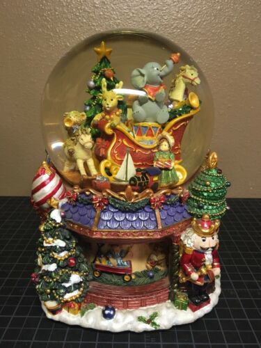 Musical Winter Snow Globe Snowdome Rotating Carousel Light Christmas Toys 10”