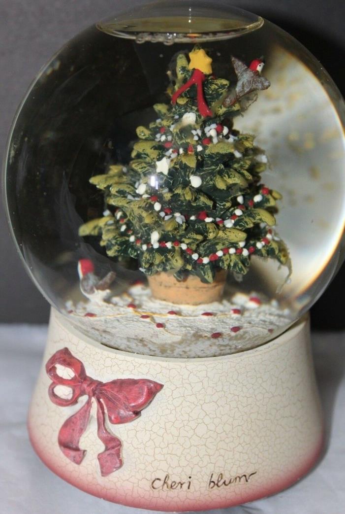 Cheri Blum Christmas Tree Snow Globe Rare With Original Box